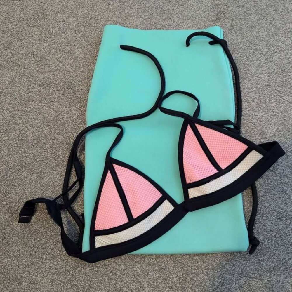 Triangle Bathing Suit Top and Beach Bag